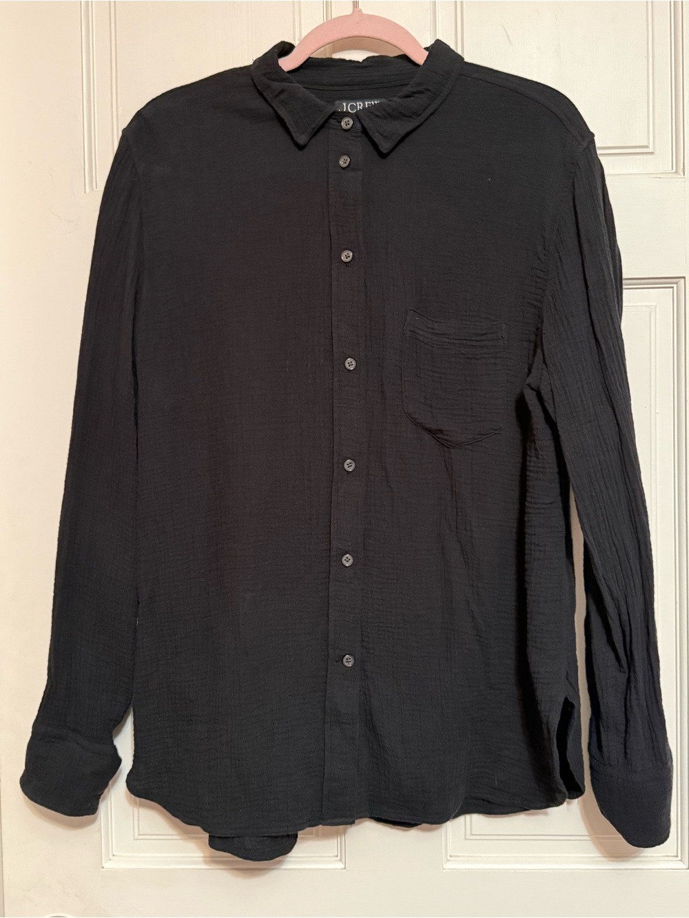 J. Crew Black Long-Sleeve Textured Button-Down Shirt